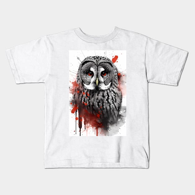 Great Gray Owl Painting Kids T-Shirt by TortillaChief